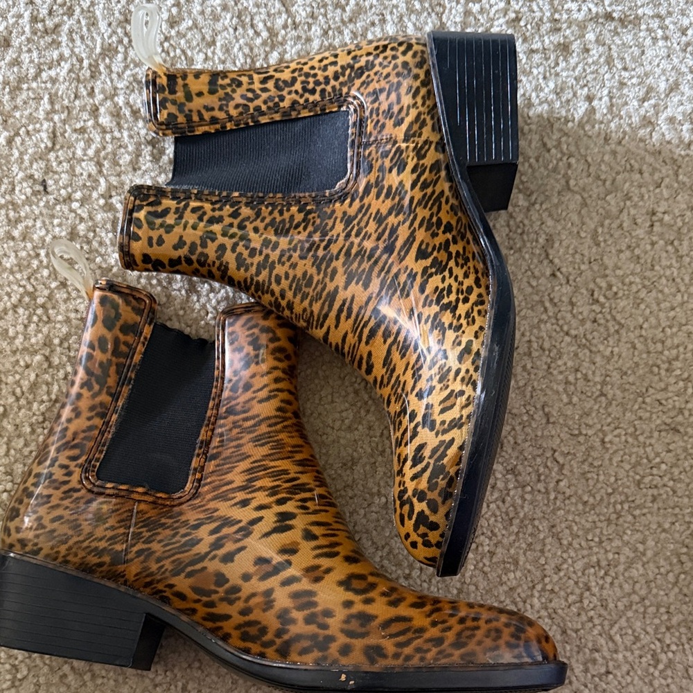 Jeffrey Campbell Leopard Print Ankle rain Booties